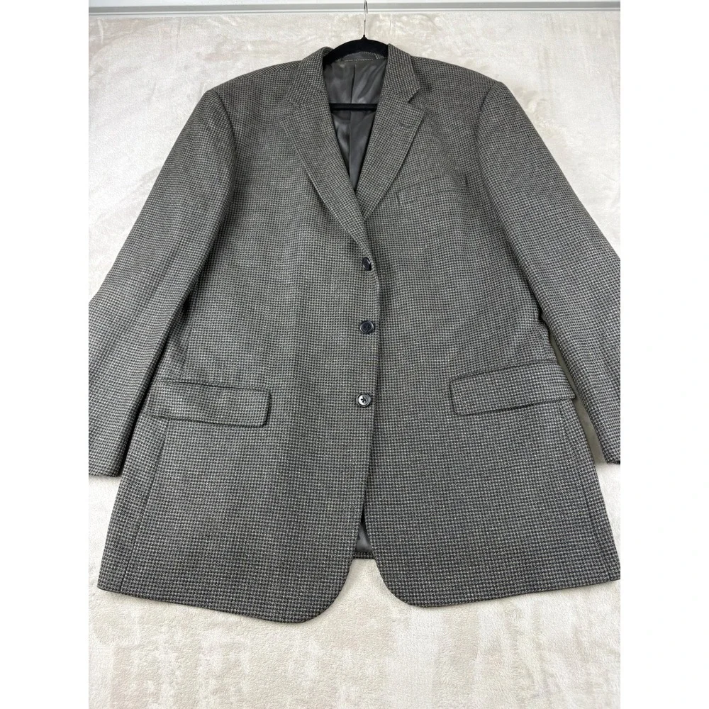 Monsieur by Givenchy Blazer Mens Grey Tan Micro Houndstooth Sport Coat 3-Button